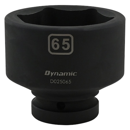 Dynamic 1" Drive Standard Socket, Black Phosphate, Tools 65MM X 1" Drive, 6 Point Standard Length D025065